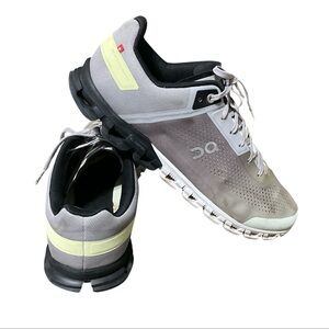 On Running Men's Sneakers in Gray with Lime Trim